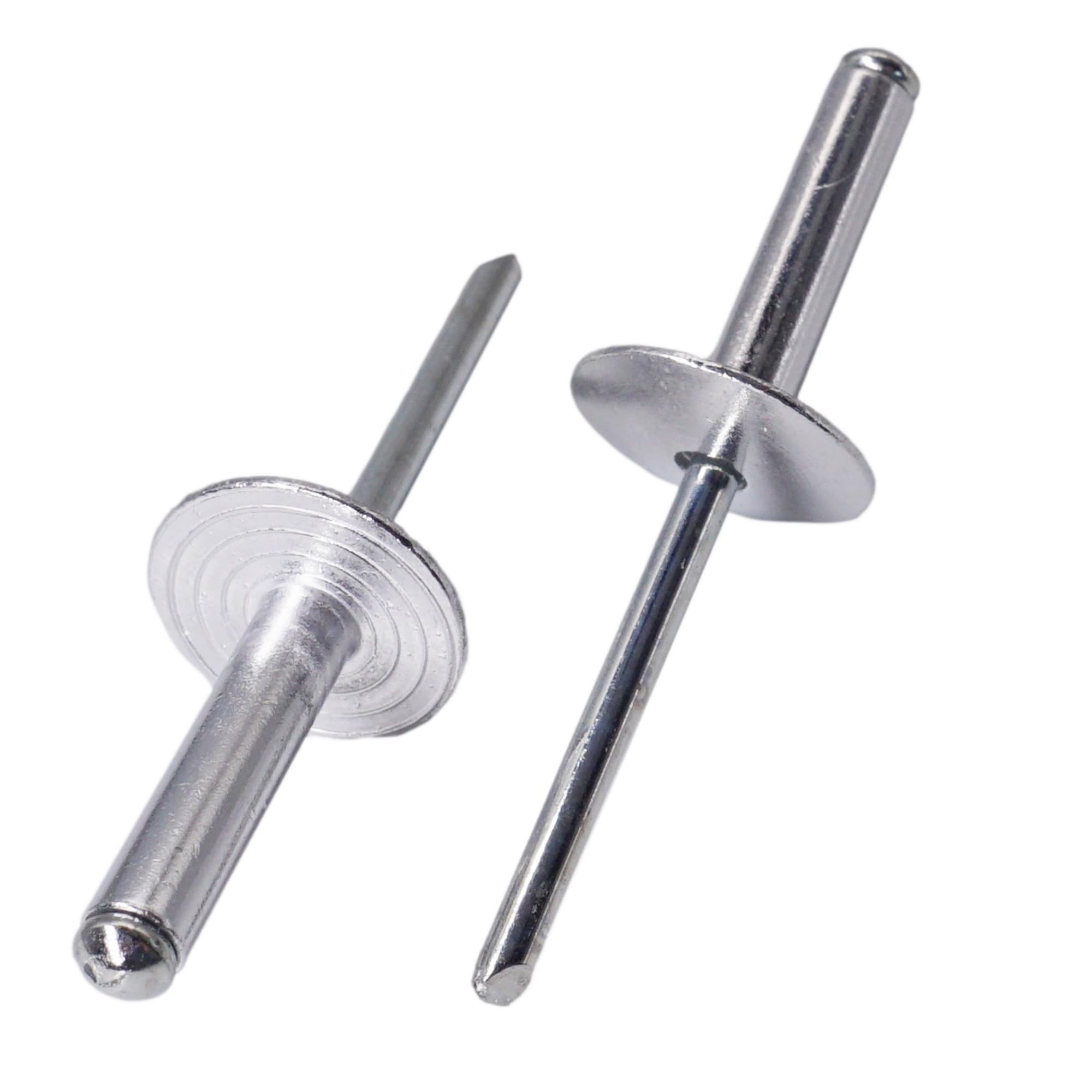 SKIR'CO Remaches ciegos de aluminio con brida grande de 4,8 x 18 mm, mandril de acero, remaches ciegos de aluminio (400 unidades)