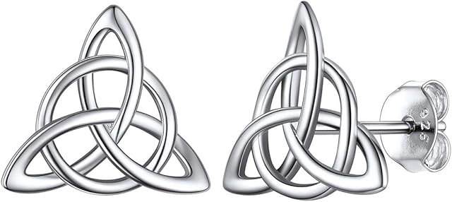 925 Sterling Silver Celtic Knot Earrings For Women Gold/Rose Gold Plated Irish Protection Jewelry Hypoallergenic Earring(with Gift Box)