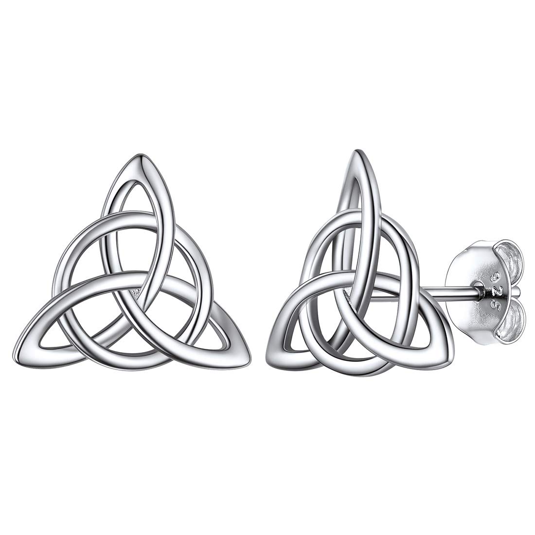 ChicSilverCeltic Knot Stud Earrings Hypoallergenic 925 Sterling Silver Heart/Triangle Knot Earring Studs Celtic Jewelry for Women, Silver/Gold/Rose GoldRecycled Claim Standard Blended