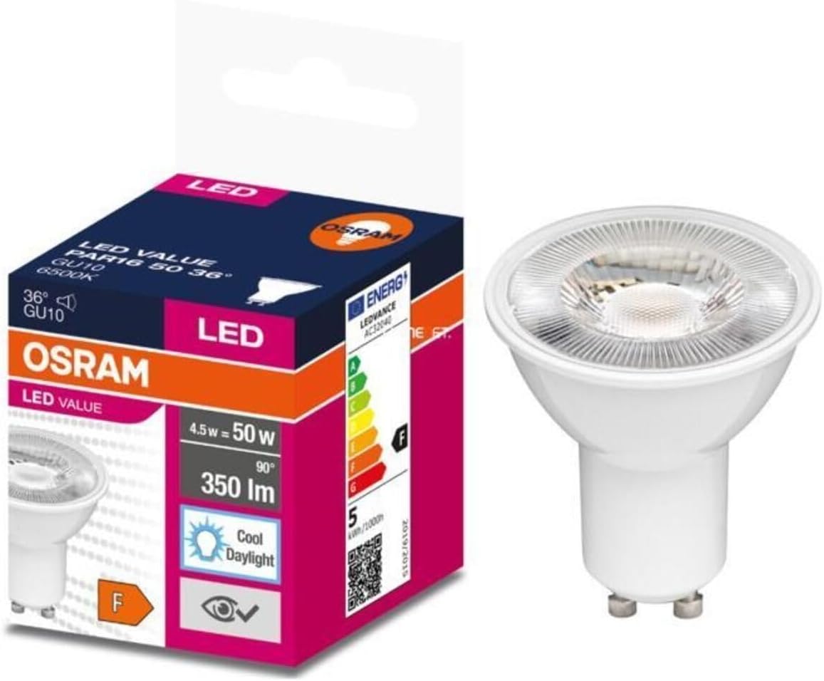 Osram LED ampul, reflektör, GU10, gün ışığı beyazı, 6500K, kısılabilir değil, 36°