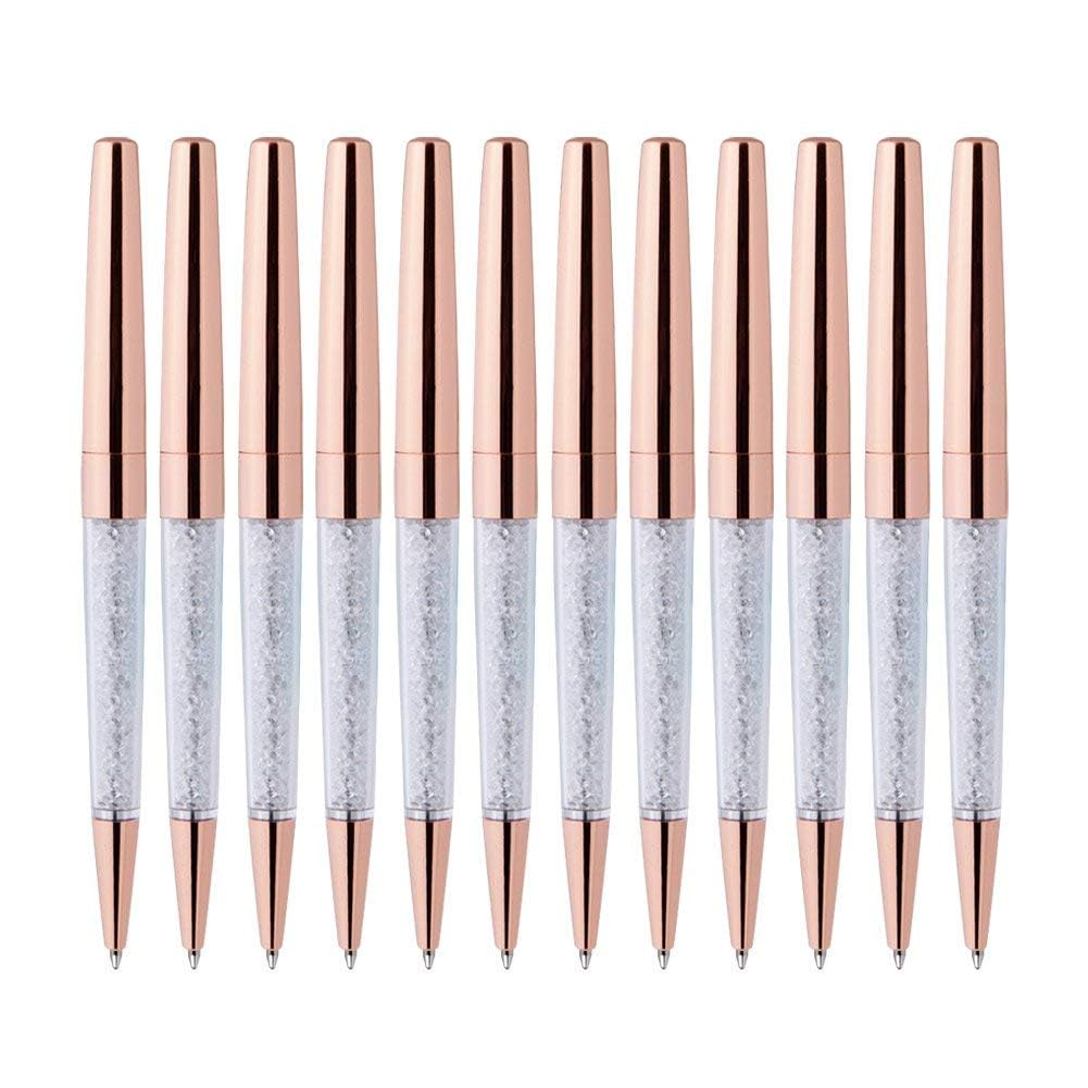 50 sztuk/partia kryształowy długopis artykuły pa biuro szkoła zaopatrzenie Twist Open Metal Roller różowe złoto darmowe spersonalizowane logo nazwa (złoty, niebieski)