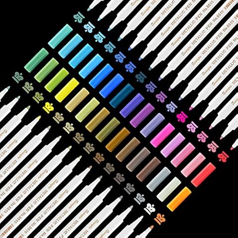 YITHINC Metallic Pens, 30 Brilliant Colors Metallic Marker Pens Glitter Pens Scrapbook Pens for Black Paper,Gifts for Teenage Girls,Metallic Pens for Kids,Art Supplies for Teens,Craft Supplies Cover
