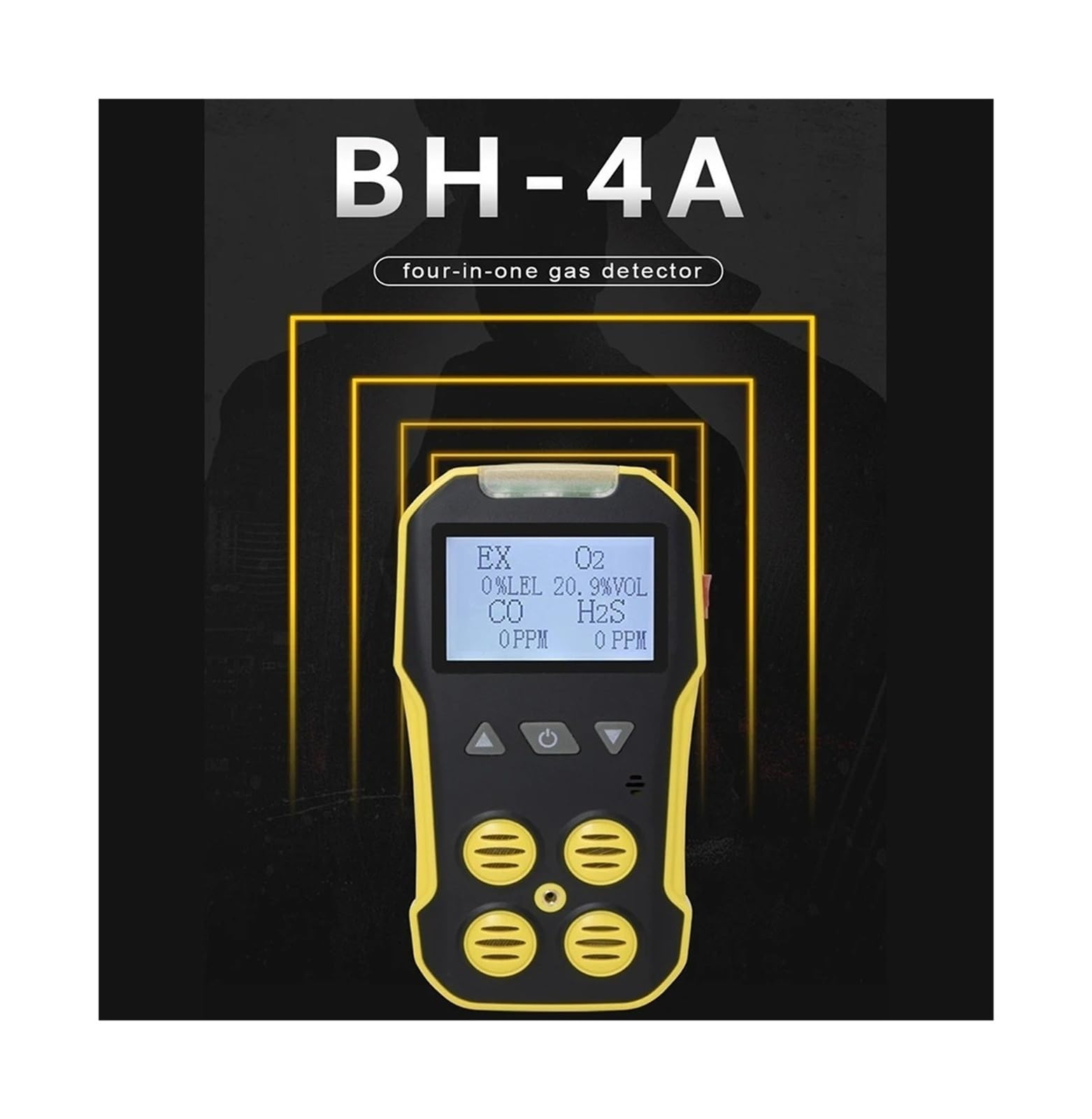 Détecteur de gaz Portable 4 en 1 (CO, H2S, O2) avec Pompe d'échantillonnage Externe for Le Travail et la Maison. Surveillance Rapide(Withuot Pump)