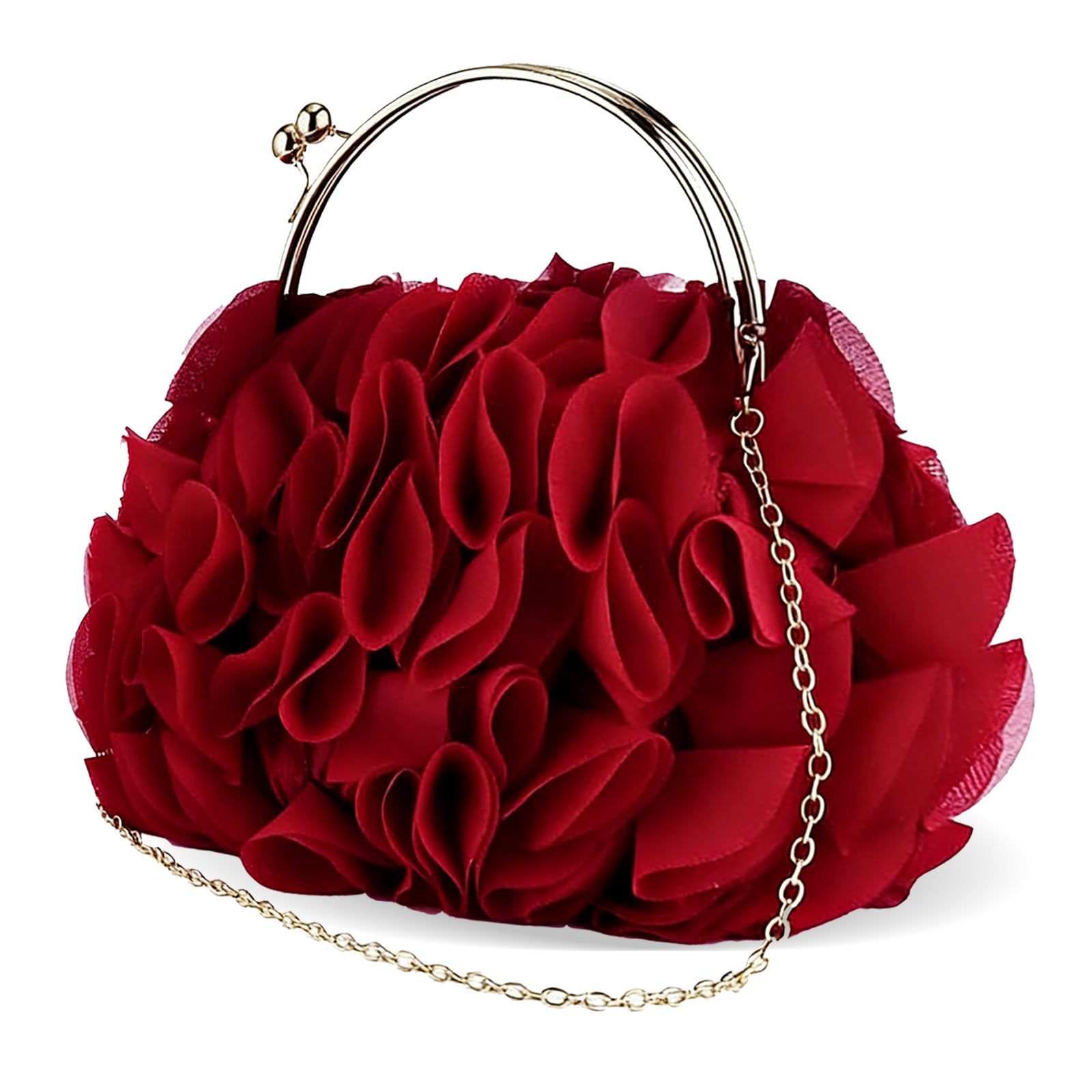 Women Evening Clutch Bag Floral Satin Purses with Chain for Wedding, Party, Prom