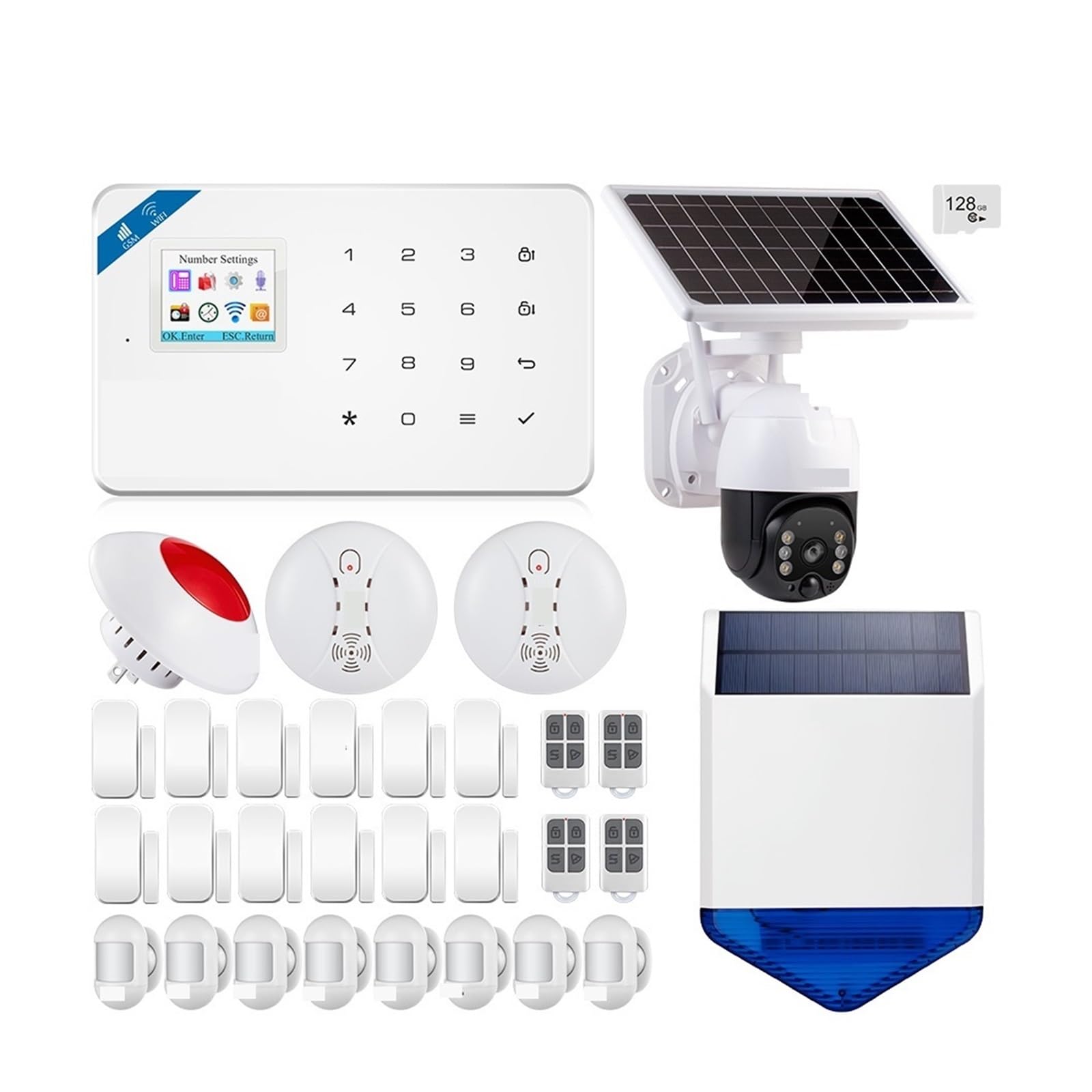 CUDTAPI Smart Alarm GSM Tuya Home System Kit Wireless Security 3MP IP Camera Control Autodial Siren(W181 GSM Tuya Kit 2)