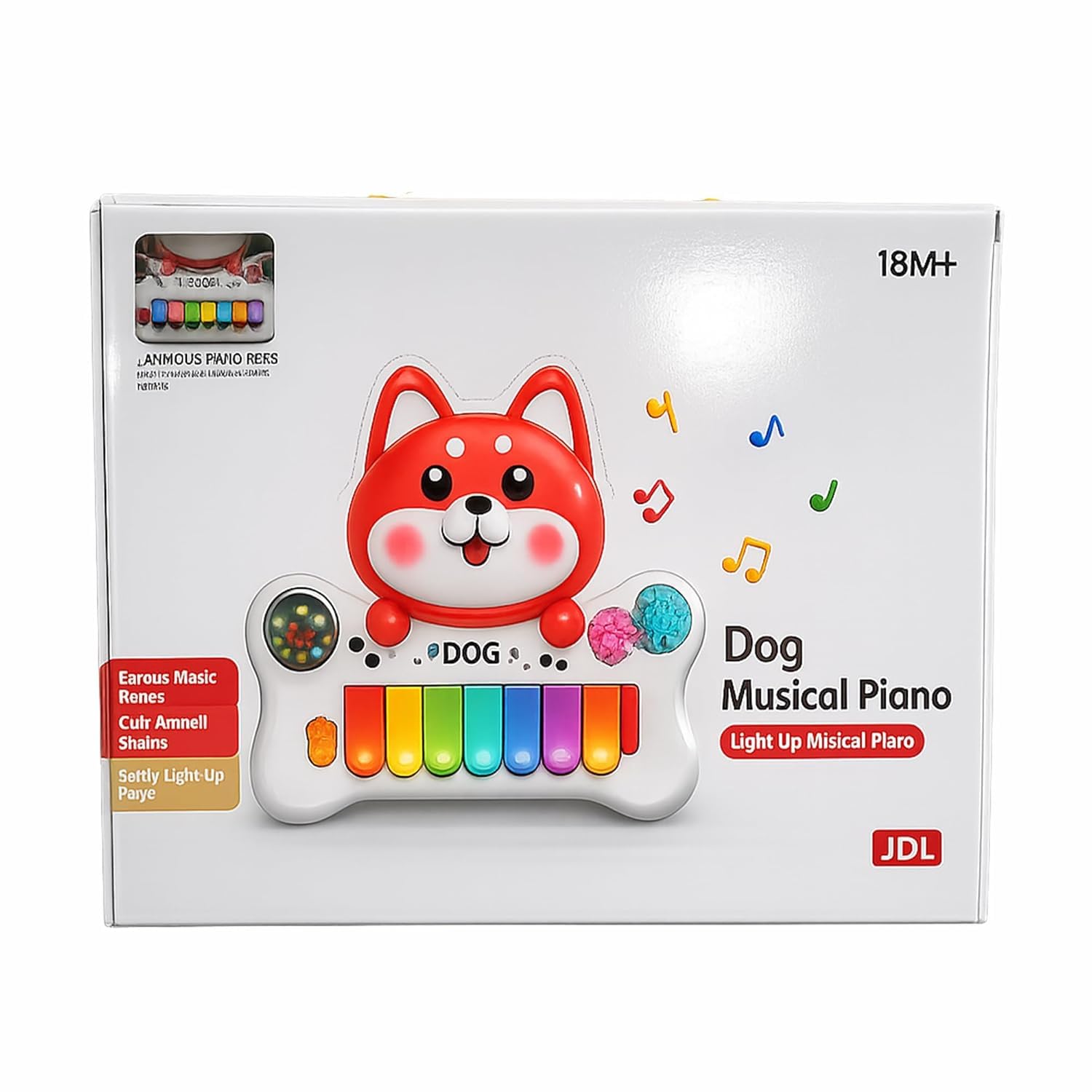 HERBASTRY Dog Musical Piano Toy for Kids Educational Animal Keyboard Toy for Toddlers 18 Month+ Light Up Baby Piano with Colorful Keys, Sound & Music Modes 3