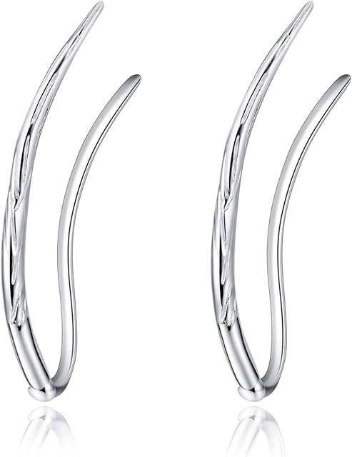 VONALA 925 Sterling Silver Ear Climber Earrings with Cubic Zirconia Jewellery for Women Girls