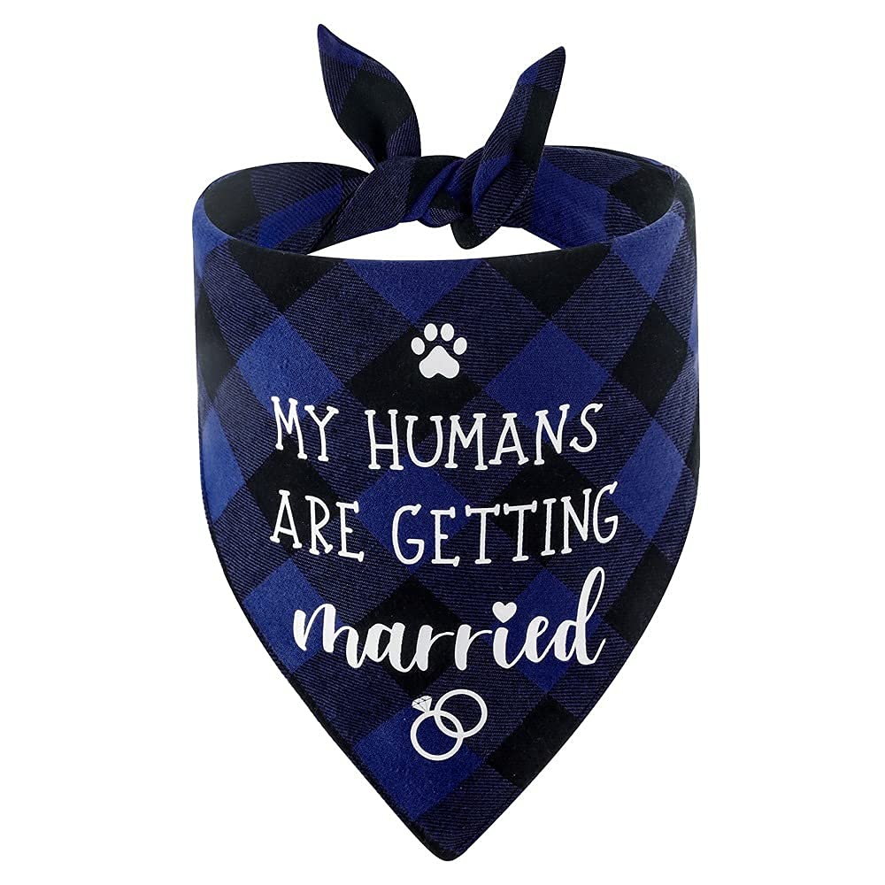 My Humans are Getting Married Dog Bandana, Wedding Dog Bandana, Dog Engagement Announcement, Wedding Photo Prop, Pet Scarf, Pet Accessories (Blue)