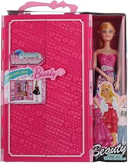 لعبة عروسة مع دولاب ملابس DSG88-11 من ثري ايه، متعددة الألوان