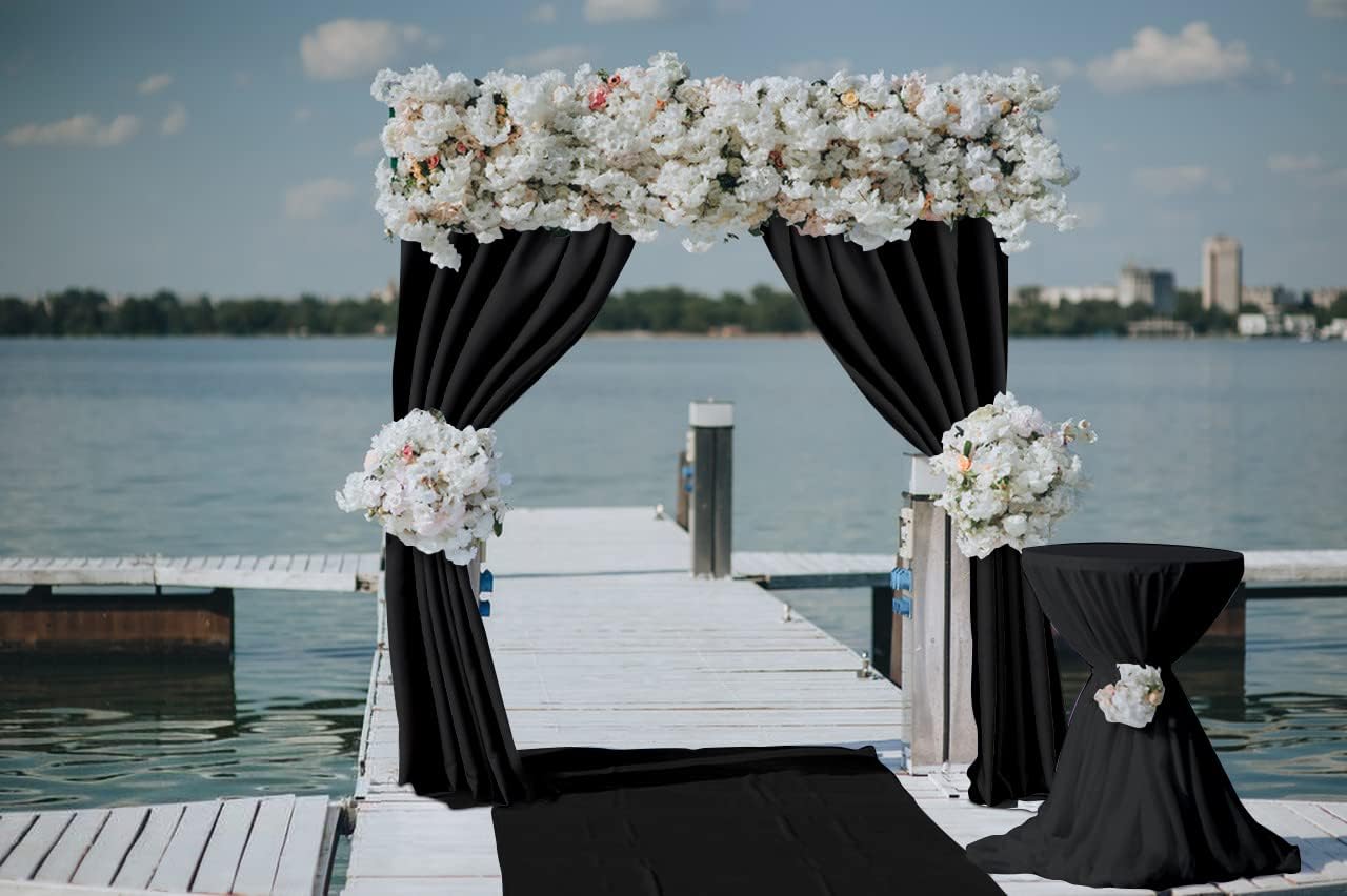 Joydeco 10x10ft Black Backdrop Curtain for Parties, Wrinkle Free Black Curtains Photo Backdrop for Wedding Decor, Birthday Party Graduation Baby Shower Photography(5ft x 10ft, 2 Panels)