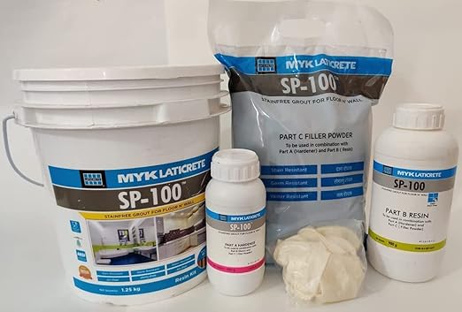 MYK LATICRETE SP-100 Stainfree Epoxy Grout For Floor & Wall (Midnight Black) 5kg (Hardener :350g Resin :900g & Filler 3.75g)
