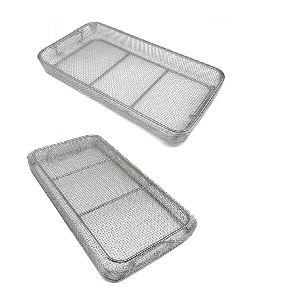 Bandeja para Instrumental, Cesta de Malla Perforada, Cesta de desinfección, Bandeja para esterilización de Instrumental médico, para Instrumental quirúrgico, médico y Dental.(40cm*30cm*7cm)