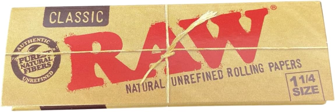 RAW Classic 1 1/4 1.25 Medium Rolling Papers (24 Sheets) - Plant Based, Natural