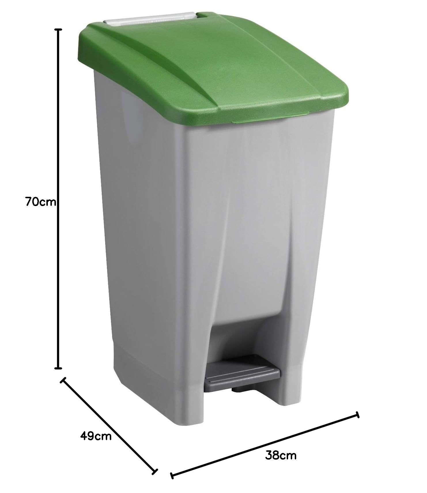Sunware Basic - Cubo de basura (60 L, 49 x 38 x 70 cm, con ruedas), color gris y verde
