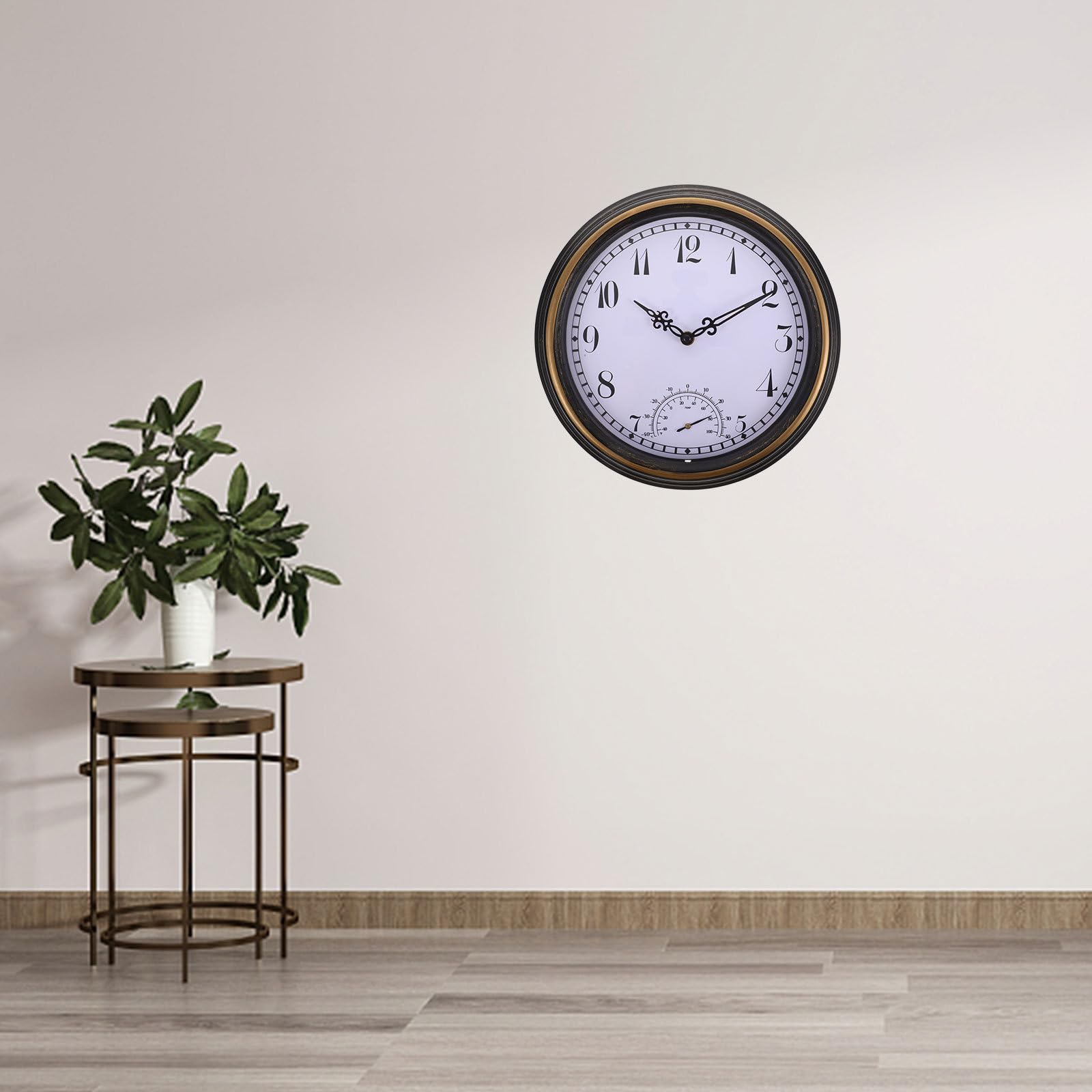 Operitacx Reloj Resistente al Agua de Pared con Termómetro Integrado, Diseño Creativo en Plástico Ligero para Decoración del Salón y Habitación Infantil