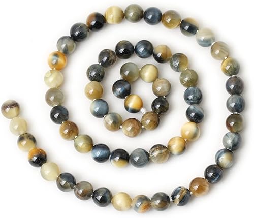 Miniatura 2 de CHEAVIAN 35 cuentas redondas sueltas de ojo de tigre natural de 0.394 in para hacer joyas, pulseras, collares, materiales en 1 hebra de 15 pulgadas