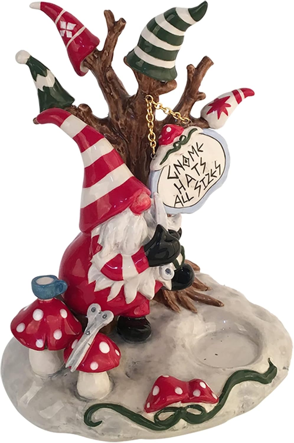 Blue Sky Clayworks 21007 Gnome Hats Tealight Holder, 7.5-inch Height