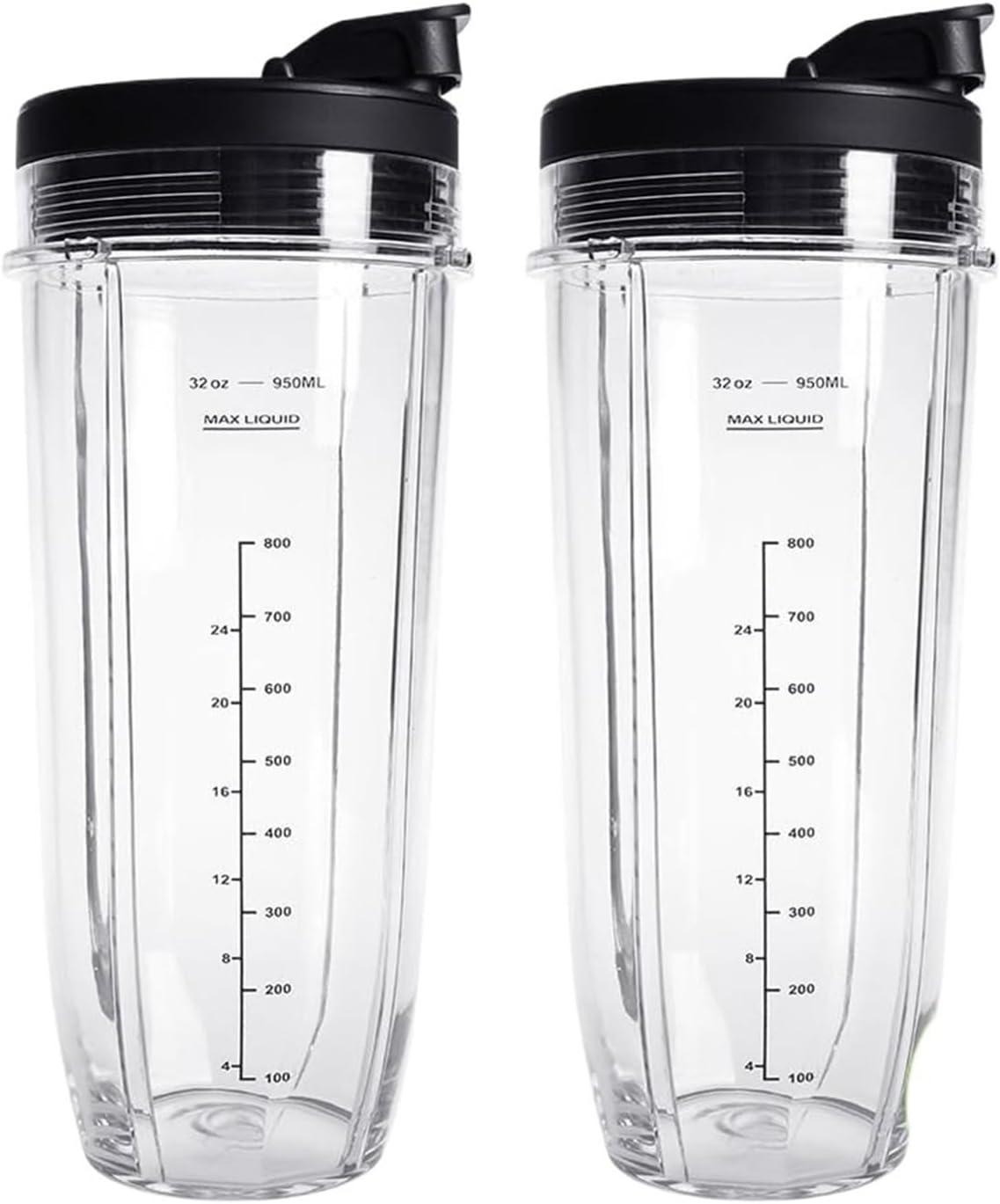 2Pcs 32OZ Cups With Lids Replacement Parts，Compatible For Ninja Blender，Compatible For Auto IQ BL450 BL480 BL642 BL680 BL490 BL640