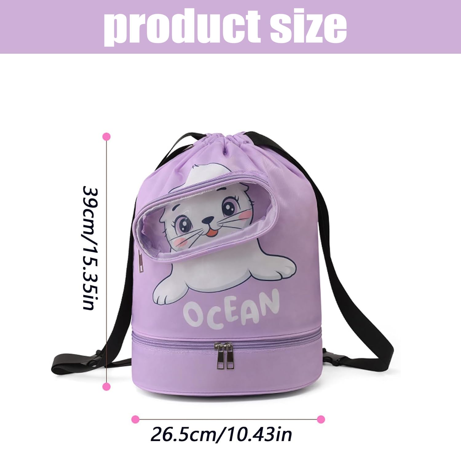 Mochila con Cordón para Niños Mochila de Cuerdas Impermeable Bolsa de Natación Grande Bolsa de Deporte con Compartimento para Acampar, Montar, Senderismo, Rafting