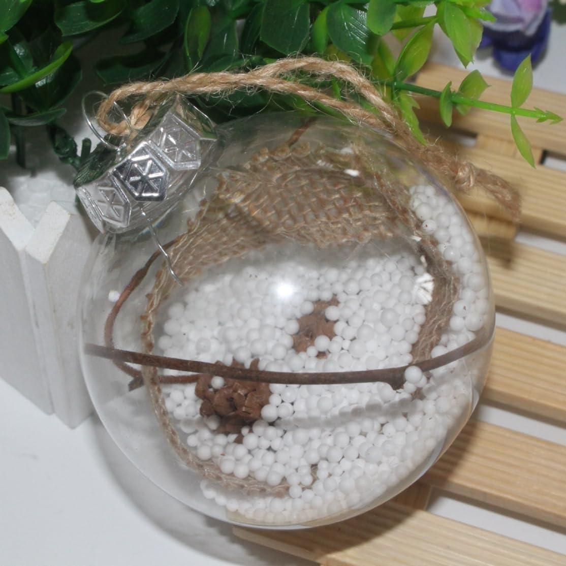 6 Adornos navideños Transparentes exquisitos, Colgantes for Decorar el árbol de Navidad y Fiestas Adornos con Brillo