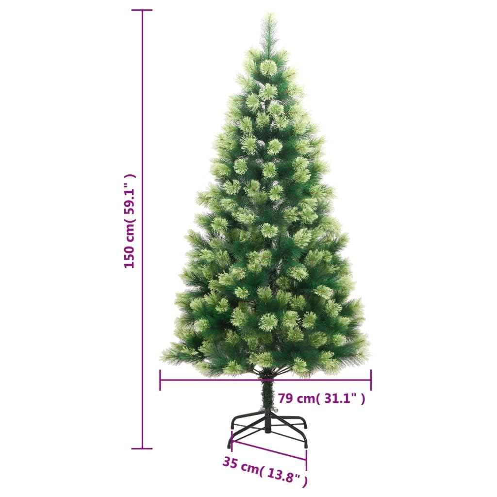 Składana sztuczna choinka z metalowym stojakiem 150 cm