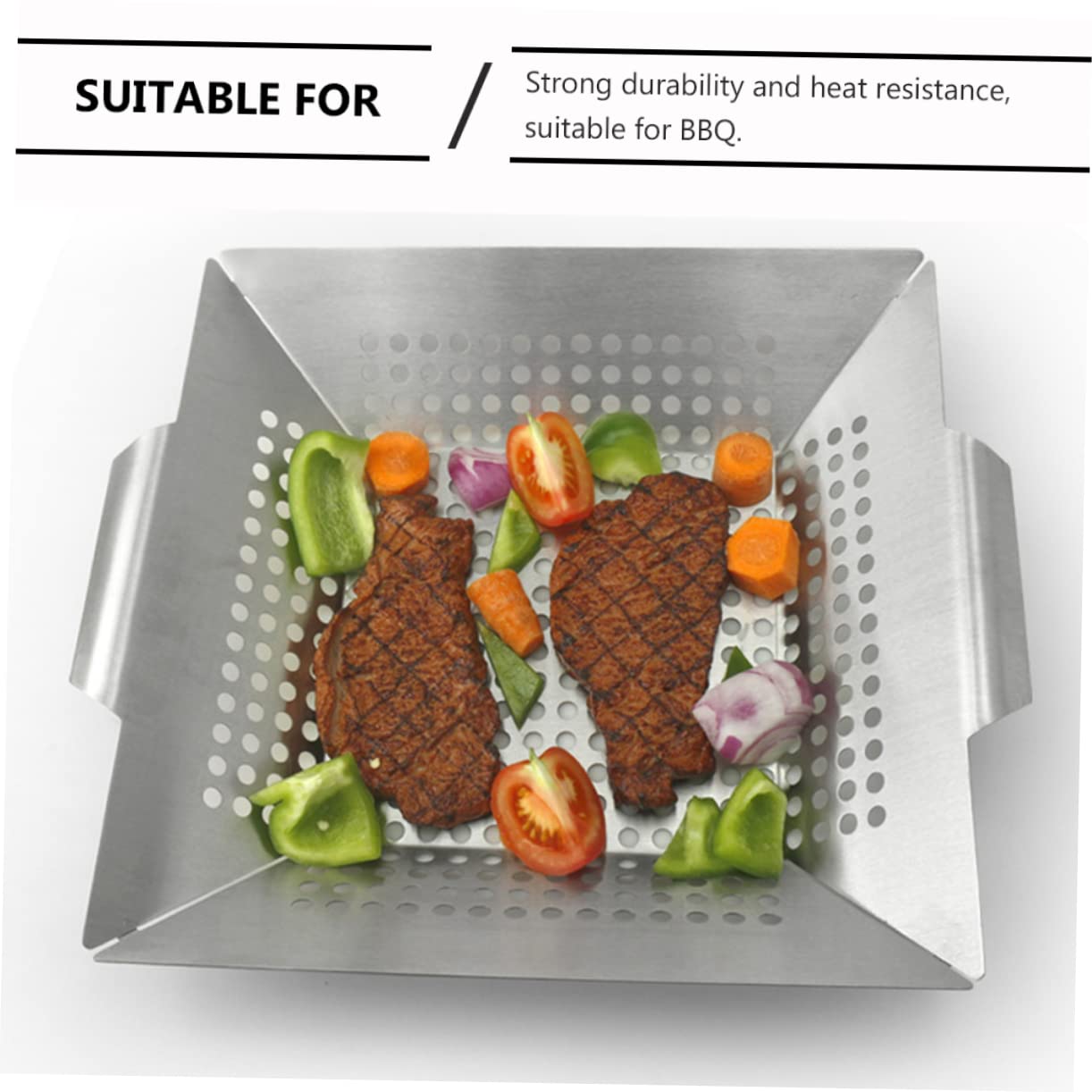 ifundom Colador de Barbacoa Bandeja para Hornear de Acero Inoxidable Molde para Hornear Cuadrado para Asar Vegetales la Parrilla de Jardín