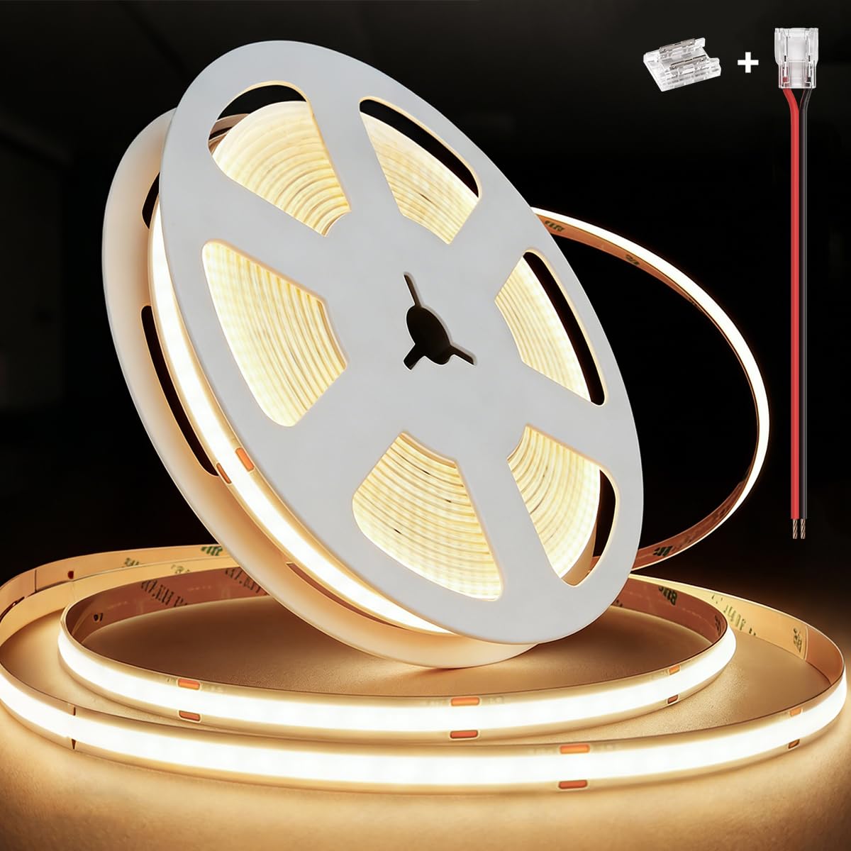 illuburg 24 V COB LED Strip Neutral White 4000 K 2.5 m 480LEDs/m CRI90+ Dimmable Self-Adhesive LED Strip Light Strip Chain