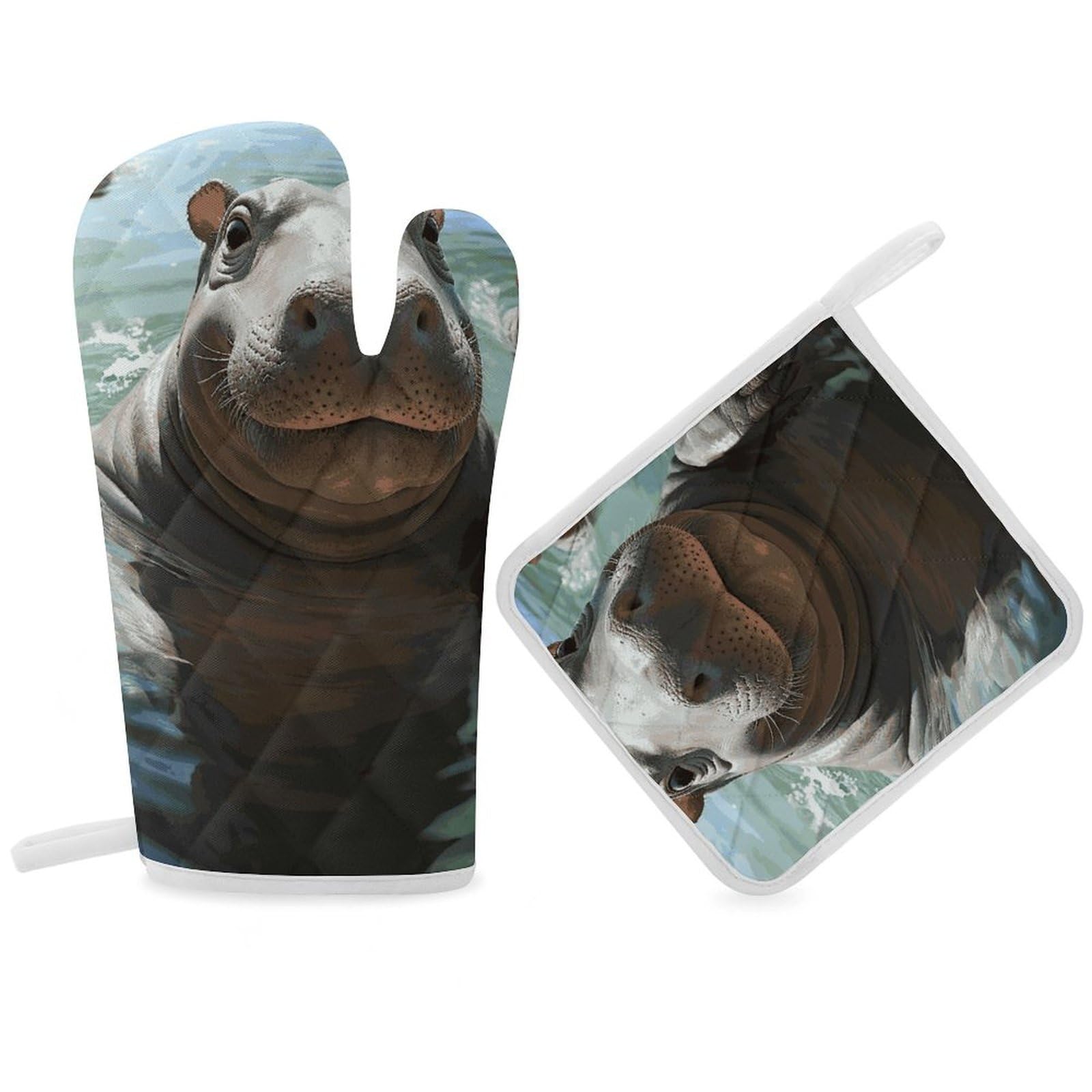 Gants de cuisine polyester antidérapants avec coussinets isolés pour four et grill