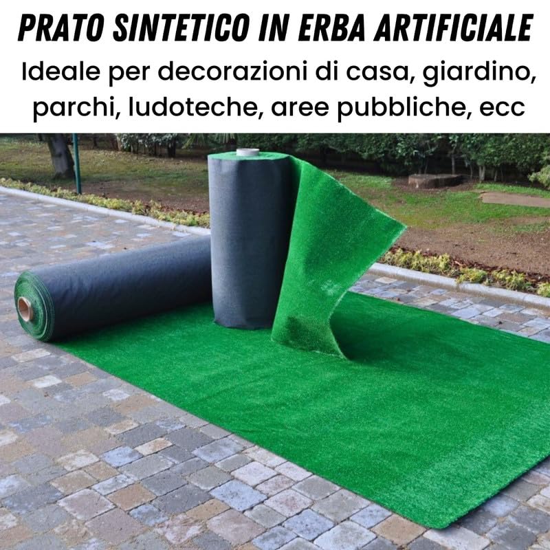 ITALFROM - Prato Sintetico da Esterno Drenante (7 mm) Erba Sintetica per Esterno, Erba Finta Terrazzo, Erba Artificiale per Giardino, Balcone, Piscina, Resistente, Tappeto Erba Sintetica (4x5m)