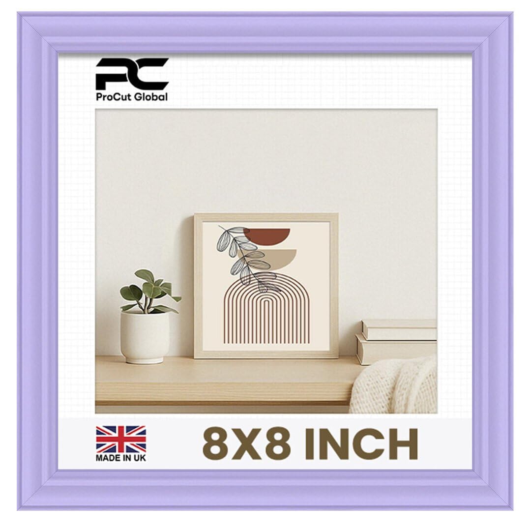 Procut Global 8x8 Purple Picture Frames - Classic Wooden Photo Frame with Shatterproof Perspex for Wall or Tabletop - Perfect for Posters, Certificates & Prints - Sizes & Colors Available