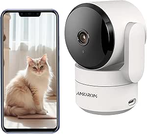Indoor Camera for Home Security,WiFi Cat/Dog Camera for 360 Degree Pet Monitor, Motion Track,AI Detection,Night Vision,2-Way Audio,Memory Card/Cloud Storage,Privacy Mode,Google Home/Alexa Supported asin的图片