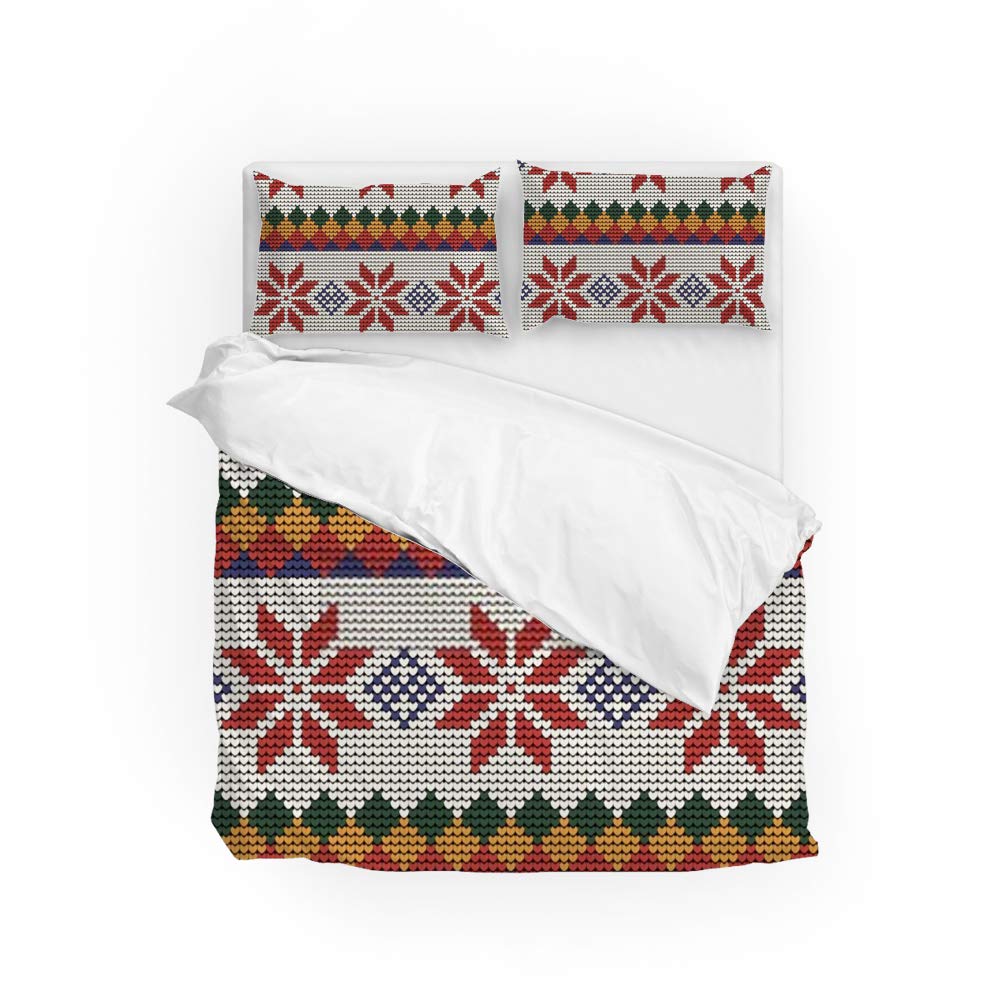 Housse de couette infroissable motif floral et ses 2 taies d'oreiller King