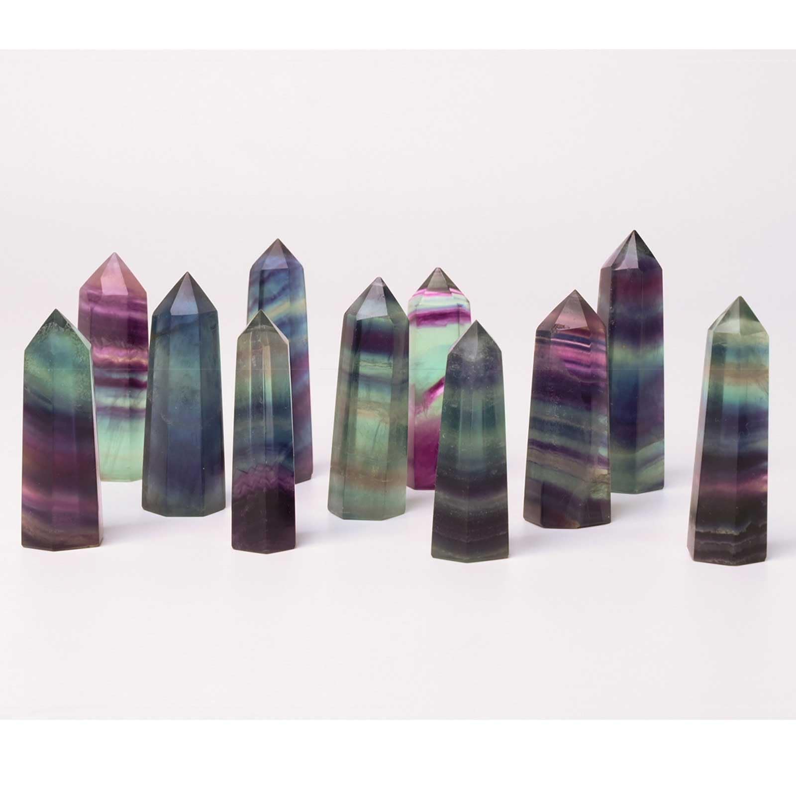 Bacchetta Esagonale in Cristallo di Quarzo Fluorite Arcobaleno da 3 Pezzi Tova di Cristallo curativo Set di Bacchette di Pietre preziose per la Terapia di Meditazione Reiki Chakra