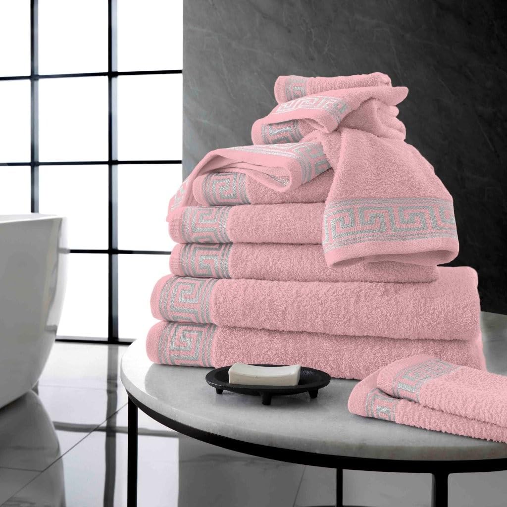 Artistic Fashionista Limited 100% Pure Egyptian Cotton Hotel Quality Super Soft Thick Absorbent Quick Dry GREEK Towels - Hand Towel, Bath Towel, Bath Sheet (Blush Pink, Bath Sheet - Pack 2)