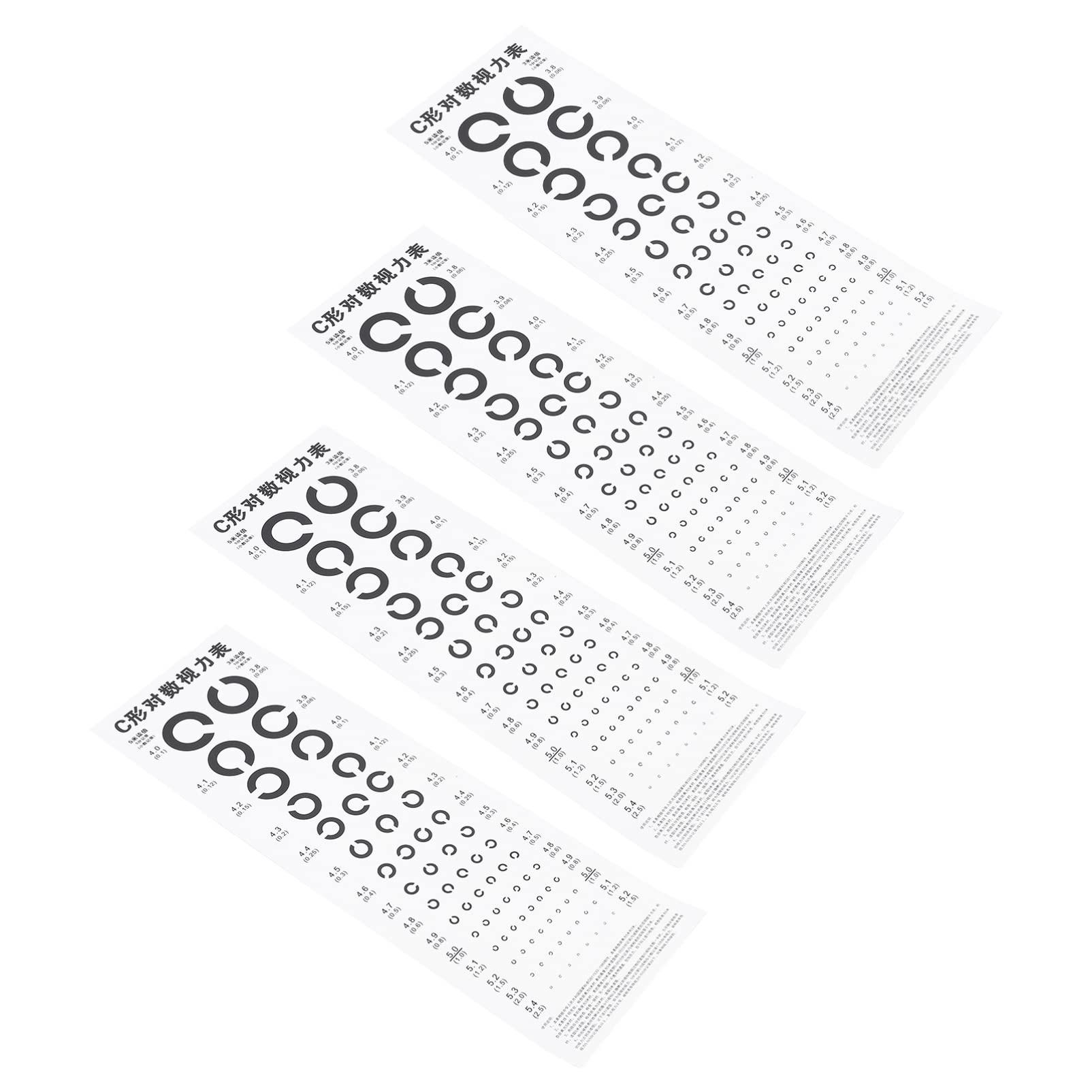 4Pcs Wall Visual Acuity Chart Hanging Eye Charts C Shaped Visual Targets Optometry Tester for Pilot Hospital Students