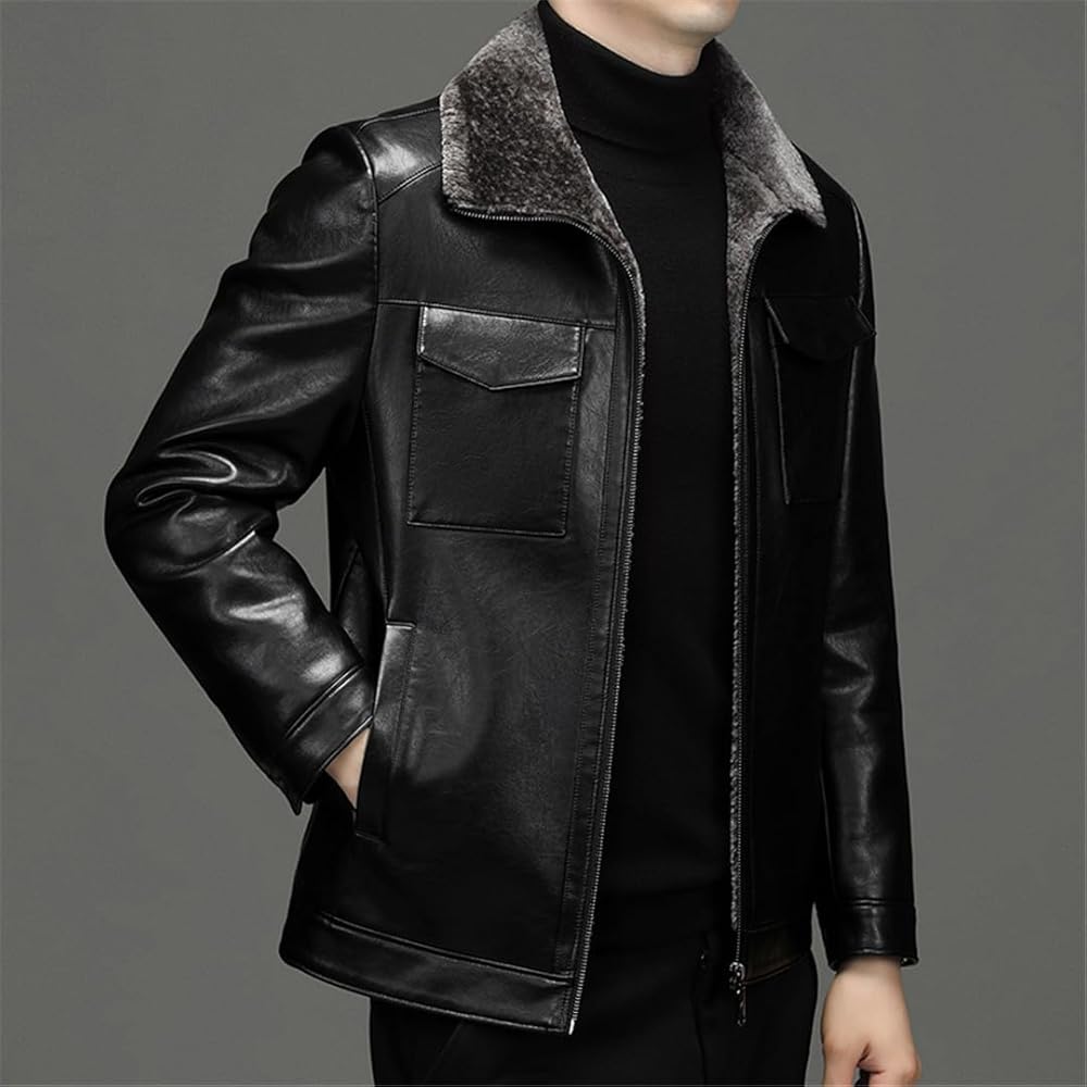ジャケット・アウター Black fur leather jacket elmyu elmyu original ❤︎】Black fur leather jacket | selectshop elmyu