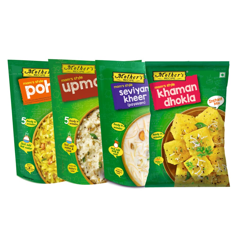 Mothers Recipe Breakfast Instant Mix Combo Pack of Poha, Upma, Khaman Dhokla and Payasam Seviyan Kheer (B0C2VFZWT1) Amazon Price History, Amazon Price Tracker