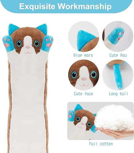 Miniatura 3 de Almohada larga de felpa Kawaii para el cuerpo, lindos animales de peluche de gato, peluche suave, almohada larga de gato de peluche, regalo para