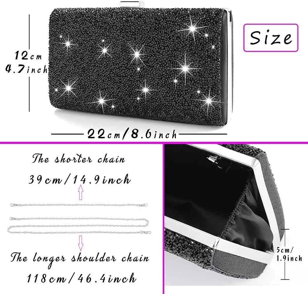 ELABEST Rhinestone Clutch Purse Bling Evening Bag for Women Formal Dress Wedding Double Sided Diamond Handbag - Image 4