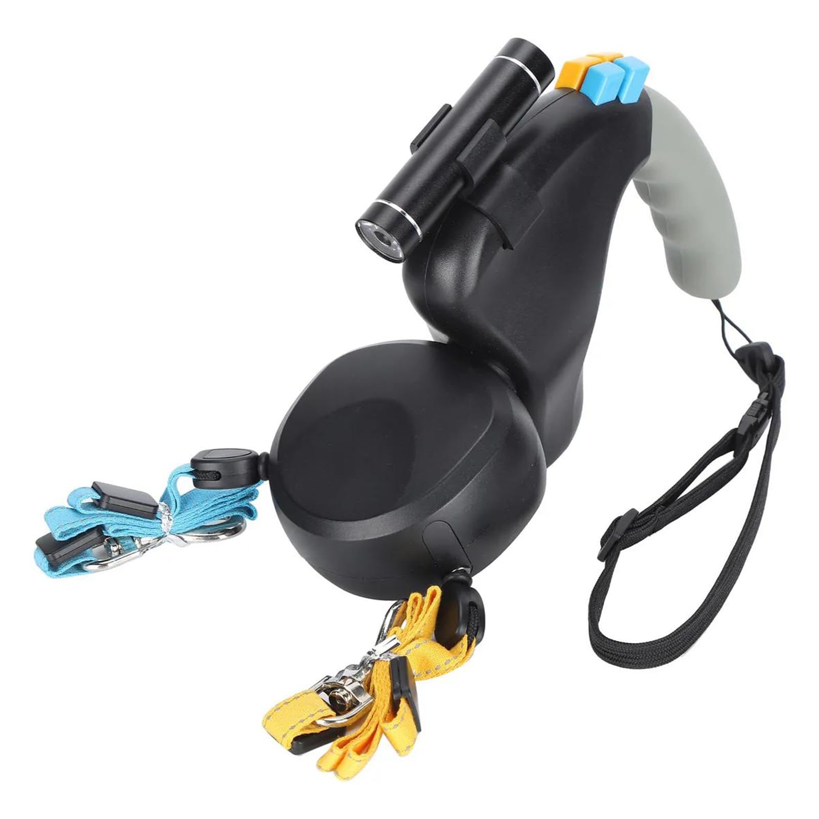 Laisse Rétractable Automatique pour Deux Chiens, Anti-nœuds Grâce à Sa Double Poignée à 360°, Lampe De Poche LED Et Sac, pour Les Promenades De Petits Chiens sur De Longues Distances(Blue)
