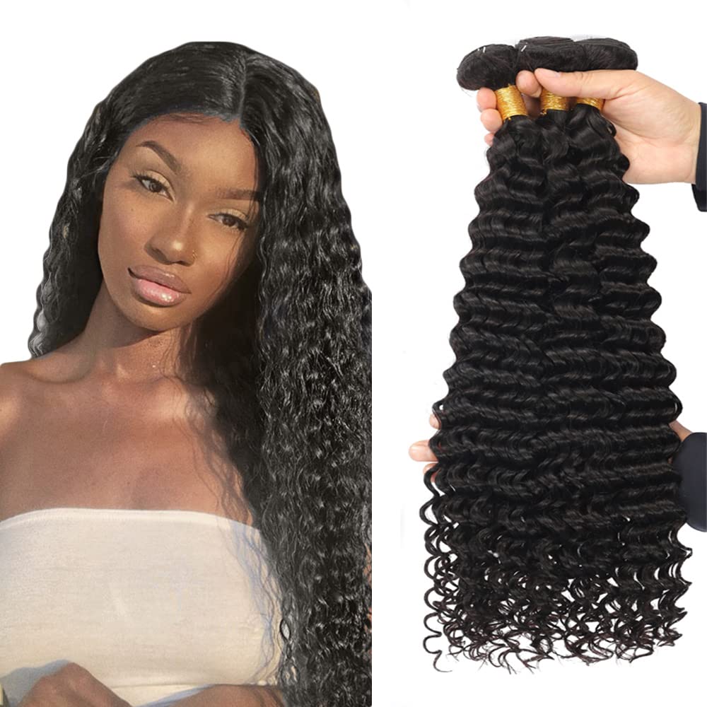 Zeslaerr Straight #1b Natural Glueless Human Hair Bundles Double Weft Weave 3 Bundles Total 300g No Smell minimal shedding Human Hair Extensions Black Color For Women 12 12 12 Inch