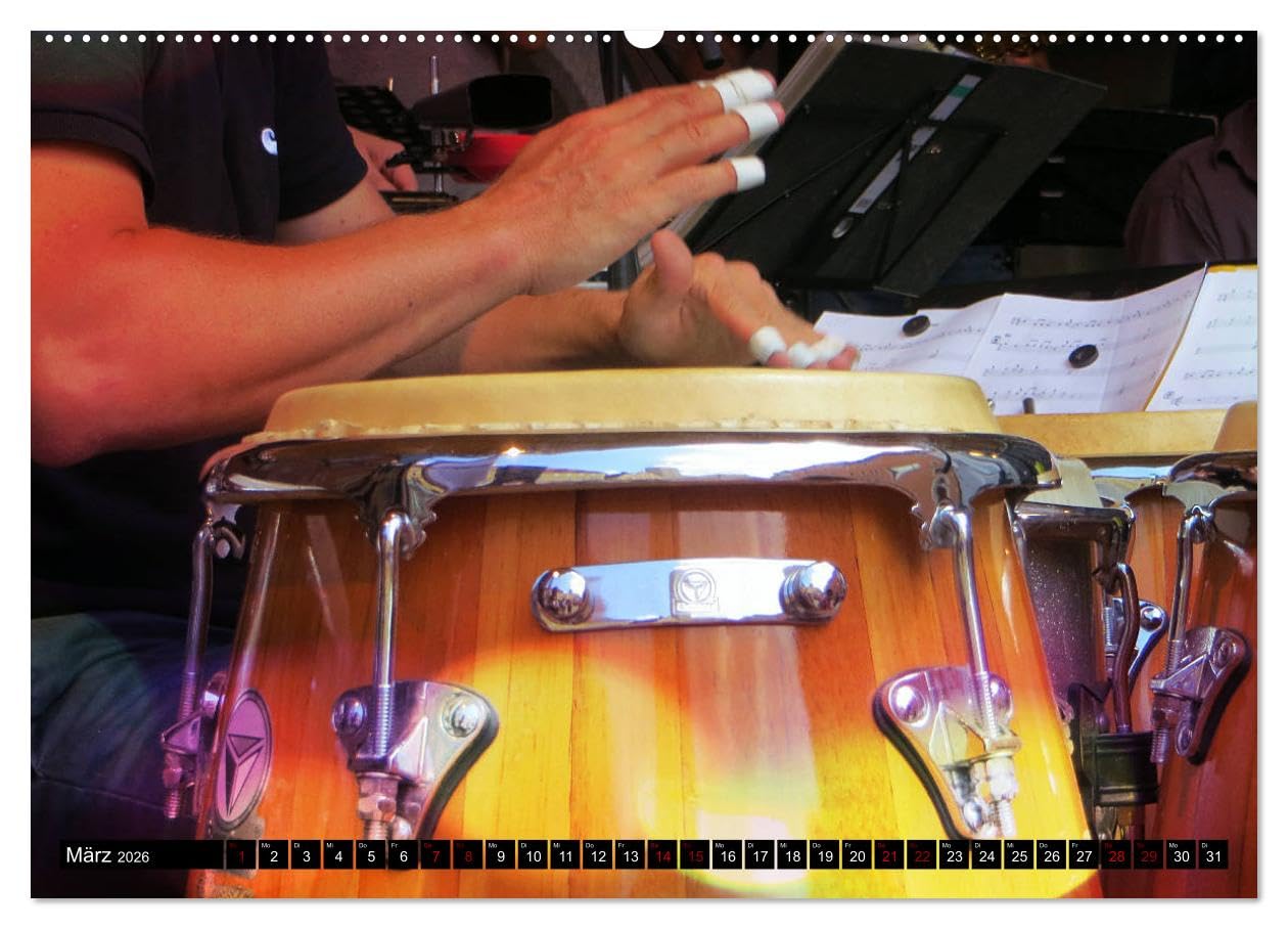 Percussion - Rhythmus im Blut (hochwertiger Premium Wandkalender 2026 DIN A2 quer), Kunstdruck in Hochglanz: Atmosphärische Bilder verschiedener ... und Schlaginstrumente (CALVENDO Kunst)