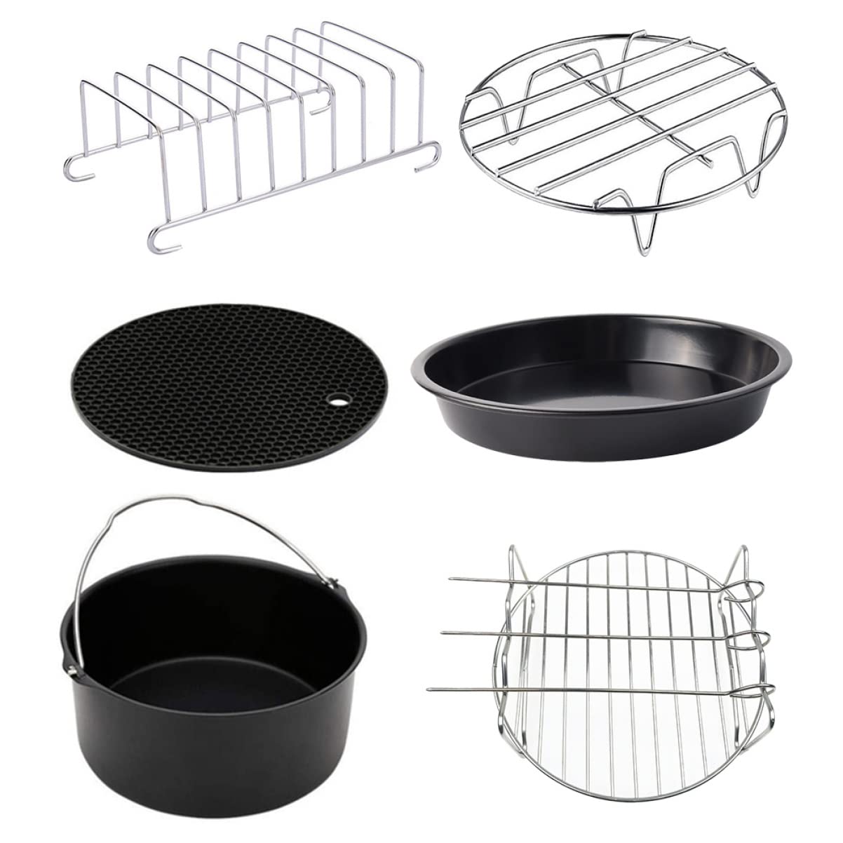 PRETYZOOM Set Di Pentole E Padelle Per Friggitrice Ad Aria Da 6 Pezzi Accessori Da Cucina Teglia Antiaderente Per Padella Per Friggitrice Ad Aria