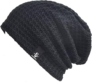 VECRY Kids Slouchy Beanie Winter Hat Cute Boys Girls Children Knitted Skull Cap (Solid-Black)