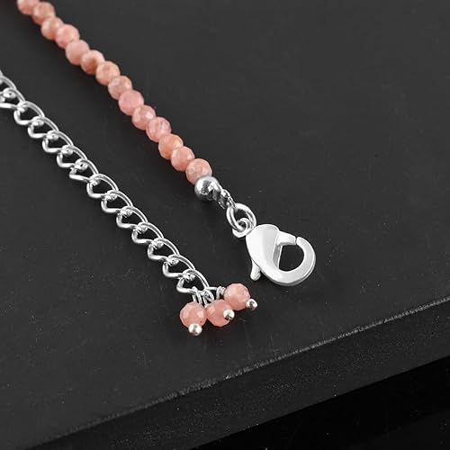 Miniatura 241 de Natural Moonstone Gemstones Choker Necklace, Faceted Rounds Beads, Silver Plated Jewelry, Healing Crystals, Birthday, Handamde, Minimalist, Women