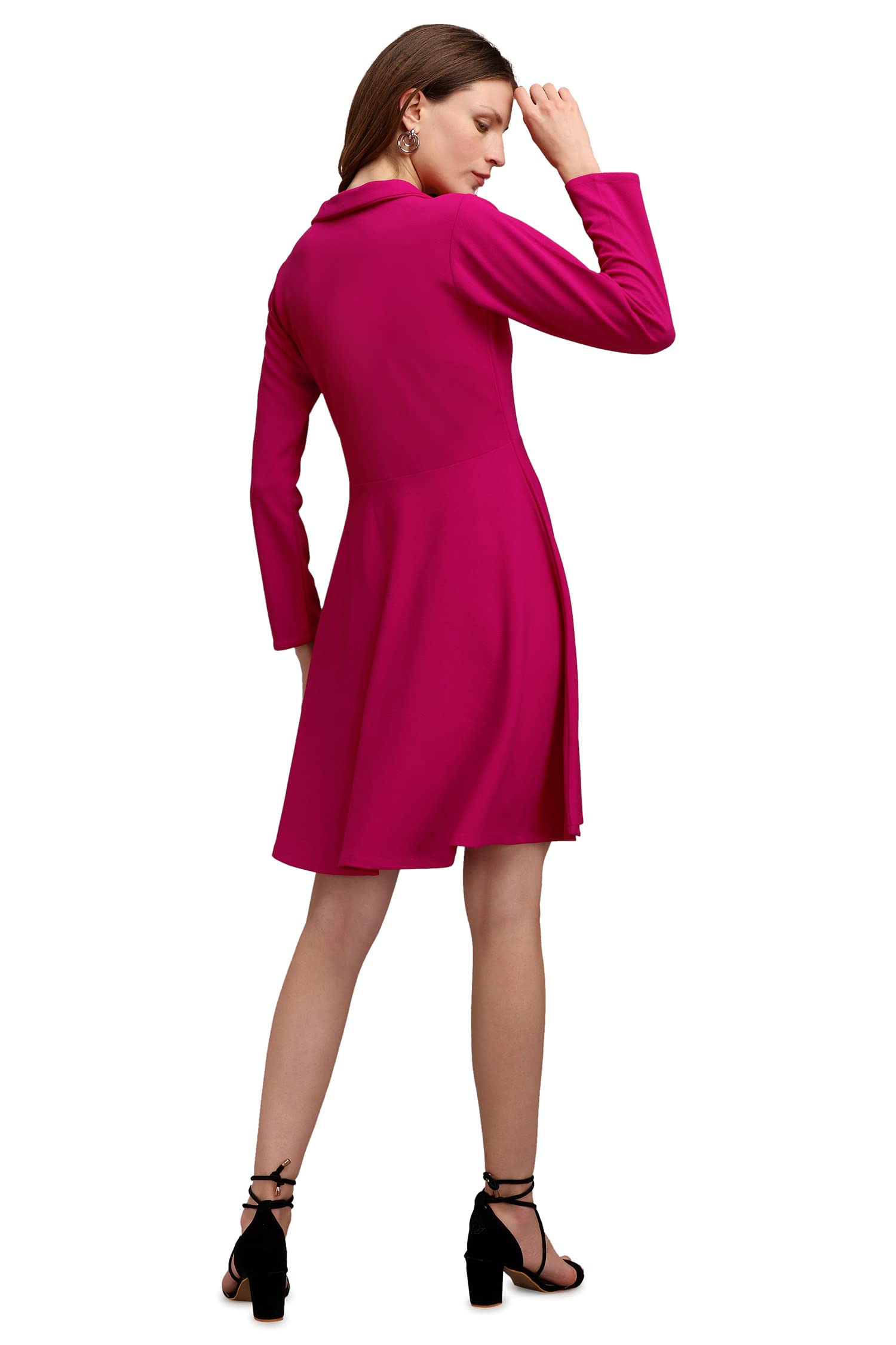 Purvaja Womens Fit & Flare Above Knee Length Dress (Ruby-464-Pink_Pink_Large)