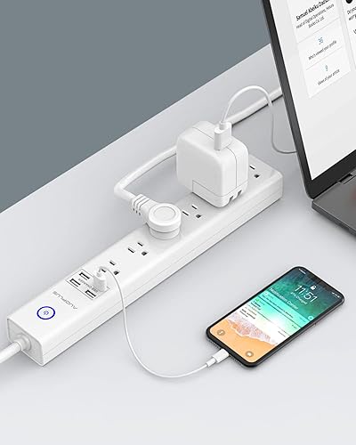 Miniatura 8 de 2 Pack Power Strip Surge Protector Flat Plug - 6 Widely Spaced Outlets 4 USB Charging Ports, 2100J/10A with 6Ft Long Extension Cord, Overload Surge
