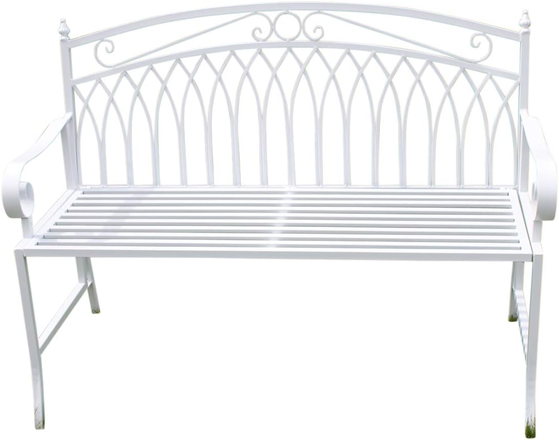 Versailles Folding Metal Garden Bench in White Finish