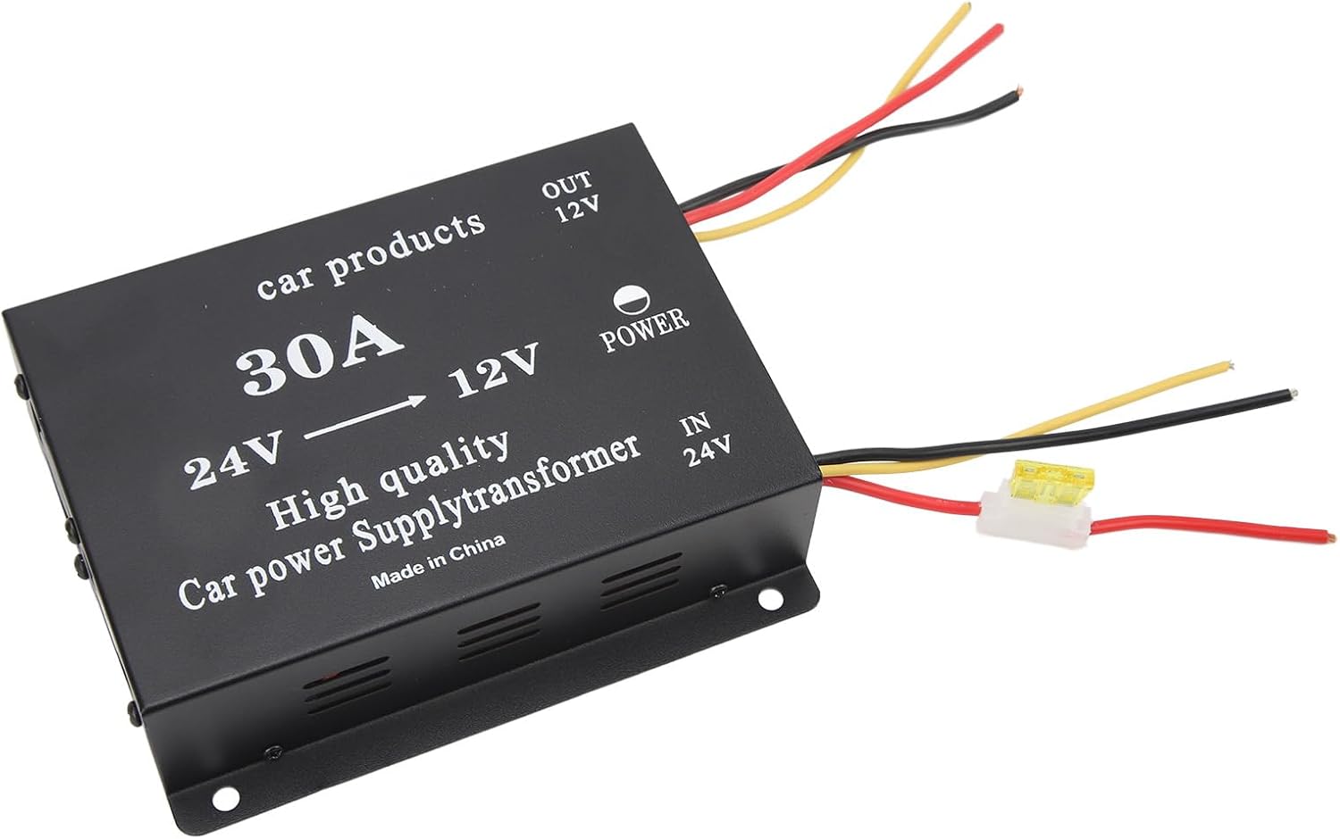 Car Power Converter 30A 24V to 12V DC Black Outlet Adapter Vehicle Refrigerator DVD VCD CD