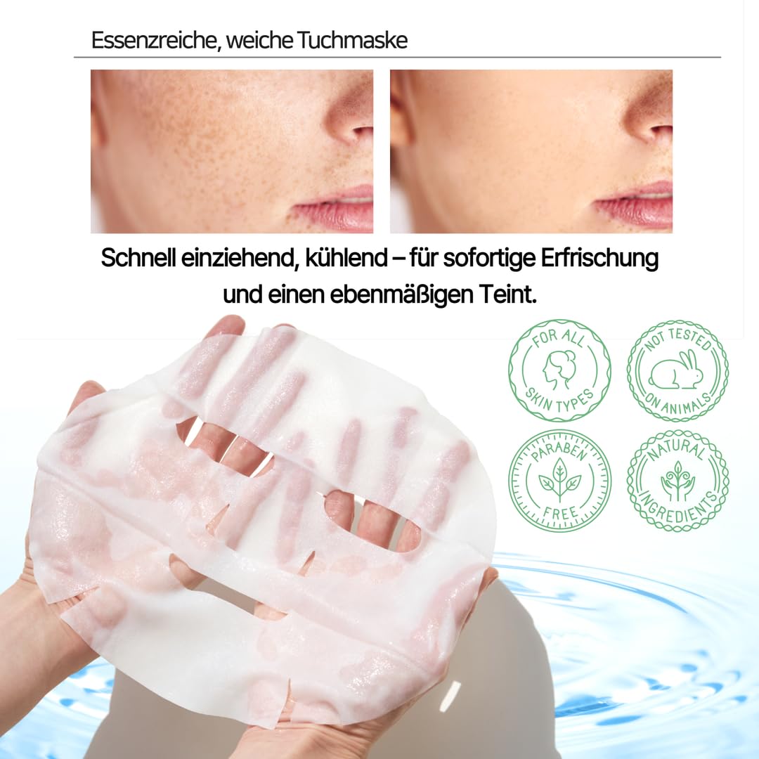 [MASK ON] Koreanische Gesichtsmaske mit Reichhaltigem Serum (20 Stück) – Intensive Feuchtigkeit und Nährstoffversorgung für Ihre Haut, mit 10 einzigartigen Effekten für jeden Hauttyp